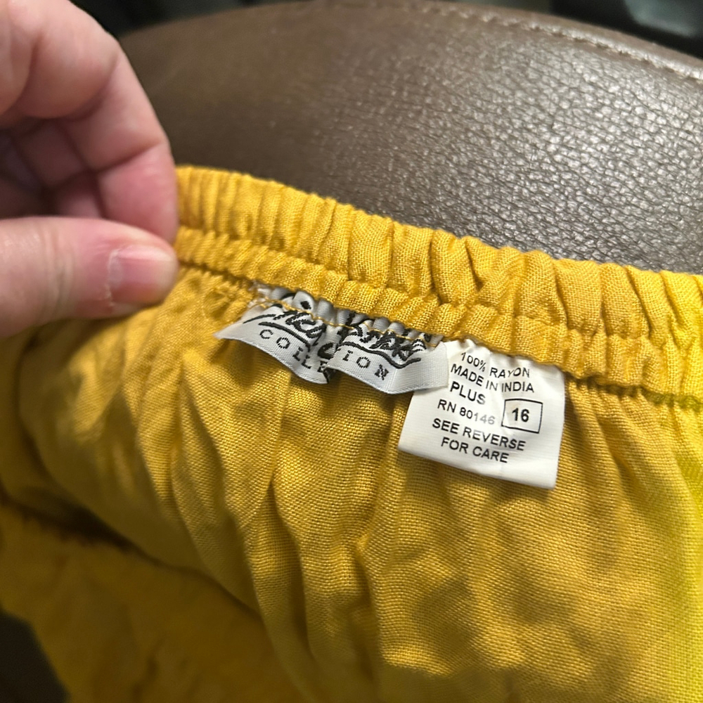 Yellow Floral Maxi Skirt - Women's 16 - Rayon Bohemian - Picture 4 of 6